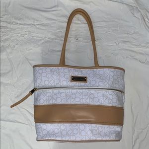 White and Tan Calvin Klein Purse